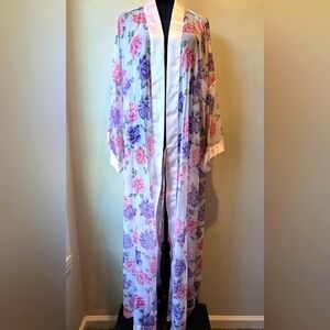 Vintage Contessa Di Roma Women's Sheer Floral Print Lingerie Robe 2X